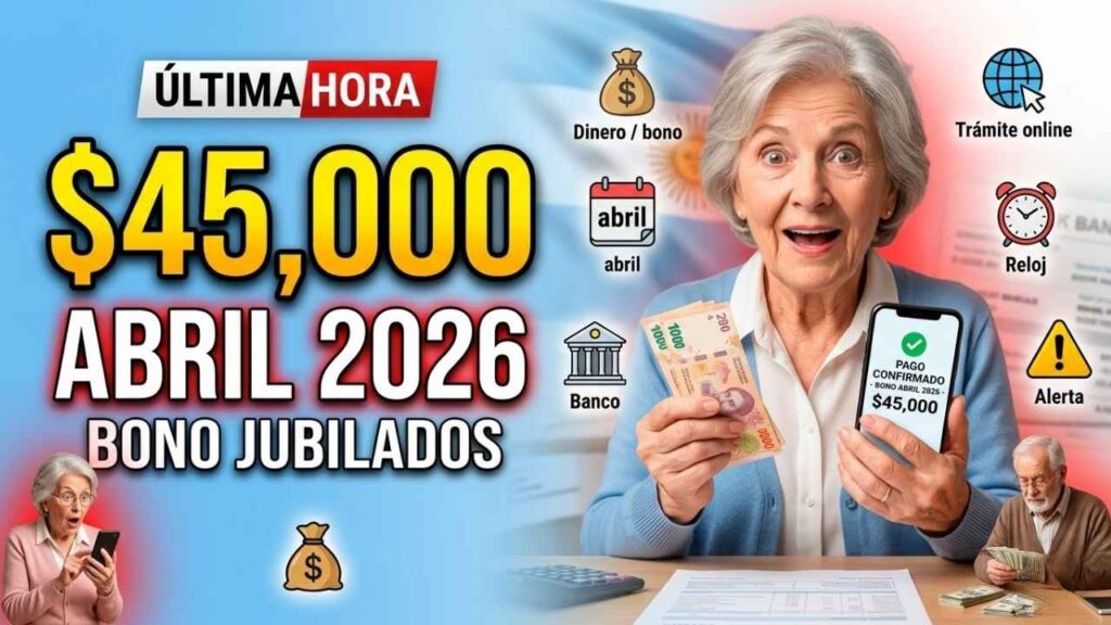 Bono extraordinario de $45,000 para jubilados en abril 2026: condiciones, trámite y fecha de acreditación