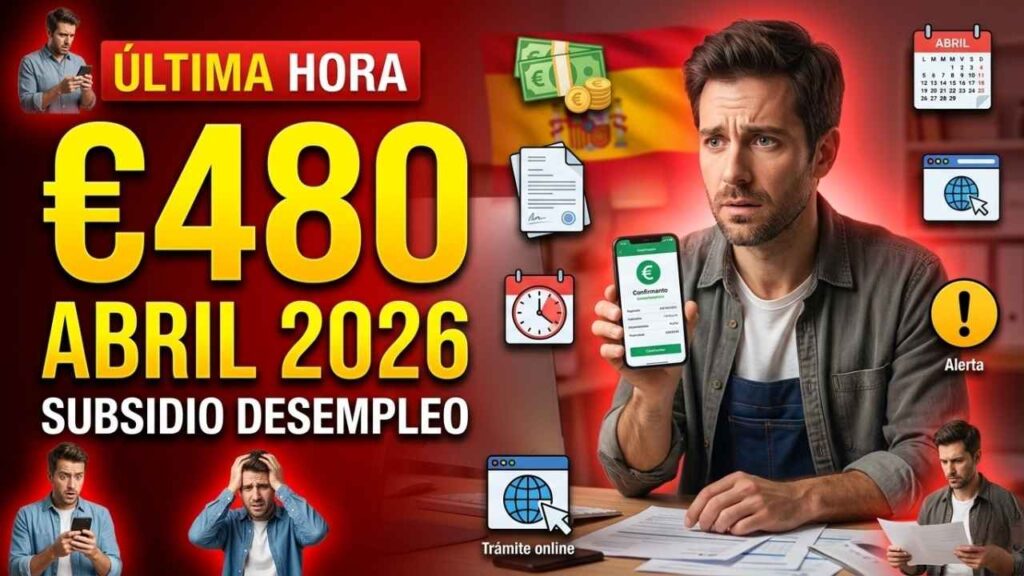 Subsidio de desempleo ampliado €480 en abril 2026: trabajadores sin empleo, solicitud y fecha de ingreso