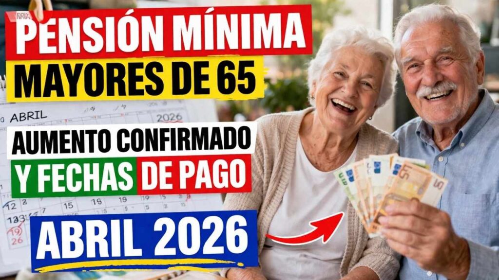 Pensión mínima mayores de 65: aumento confirmado y fechas de pago abril 2026