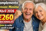 Complemento pensión mínima abril 2026: €260 adicionales, quién lo recibe y cuándo se paga