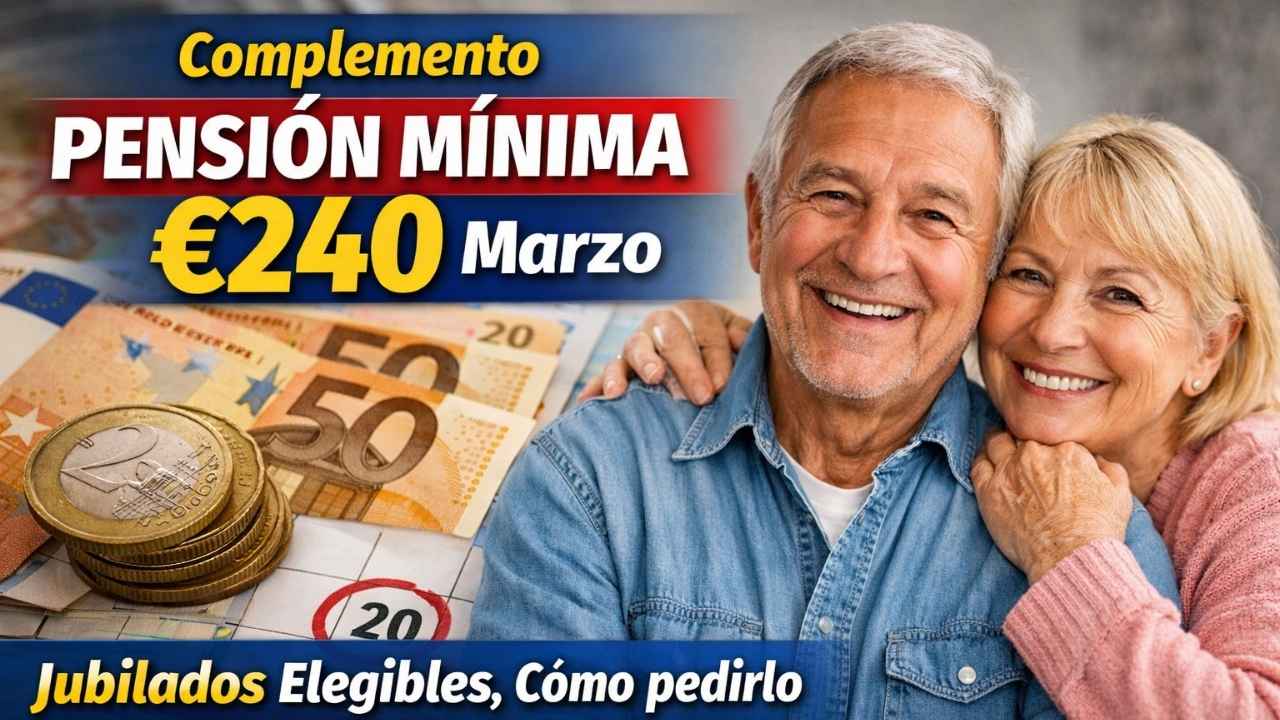 Complemento pensión mínima €240 marzo jubilados elegibles, cómo pedirlo y día de pago oficial