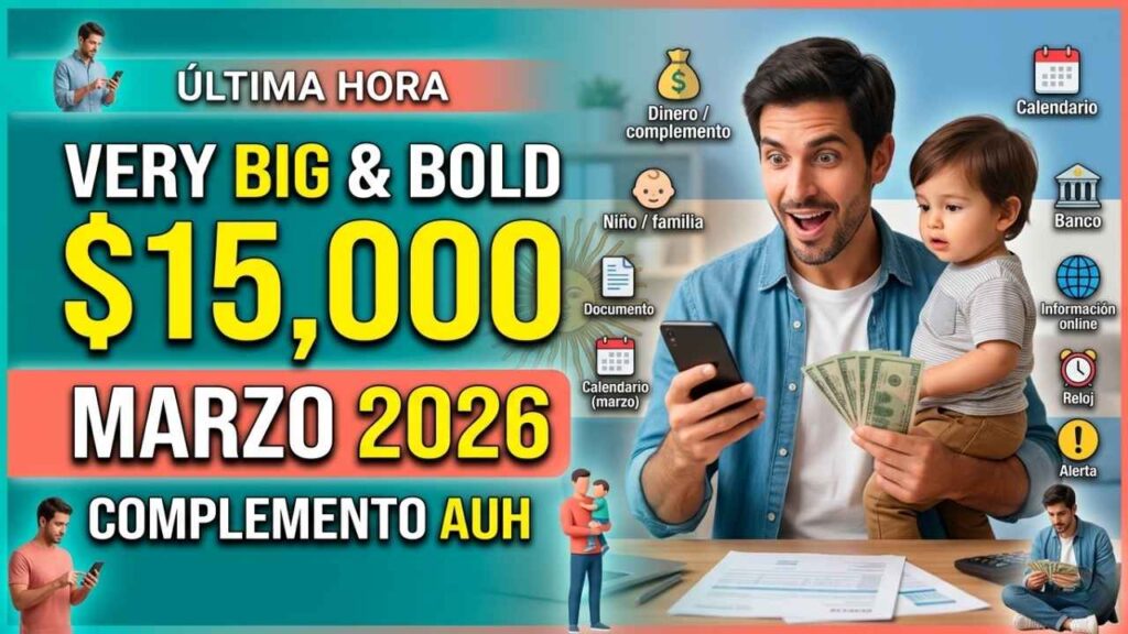 Complemento AUH $15,000 marzo 2026: familias beneficiarias, pasos de inscripción y día de cobro