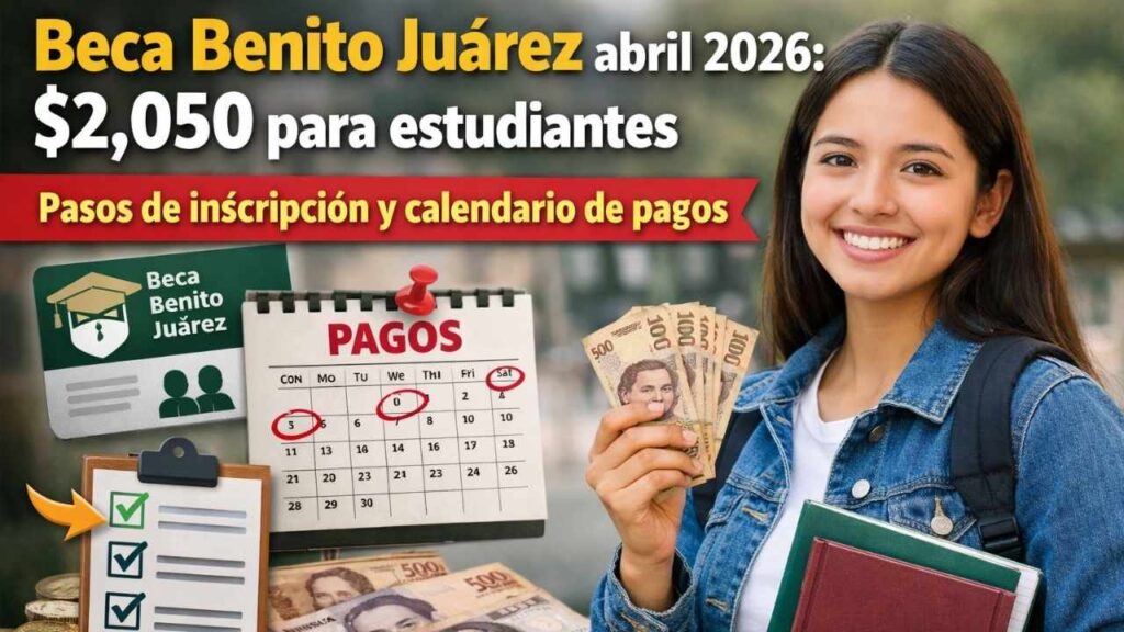 Beca Benito Juárez abril 2026: $2,050 para estudiantes, pasos de inscripción y calendario de pagos