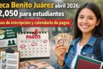 Beca Benito Juárez abril 2026: $2,050 para estudiantes, pasos de inscripción y calendario de pagos