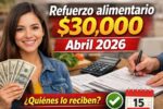Refuerzo alimentario $30,000 abril 2026 quiénes lo reciben, cómo solicitarlo y fecha de cobro
