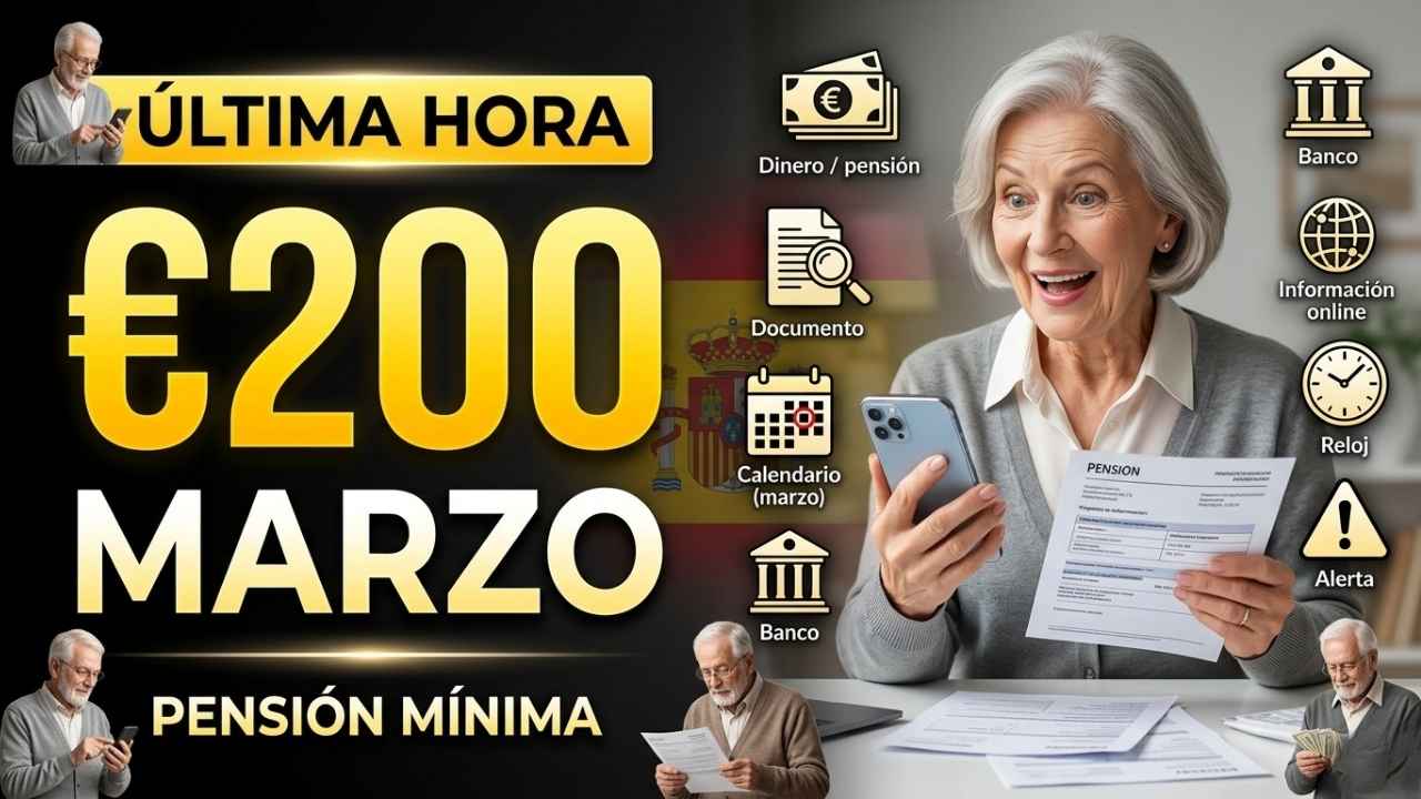 Complemento de pensión mínima €200 en marzo: jubilados elegibles, cómo pedirlo y día de pago