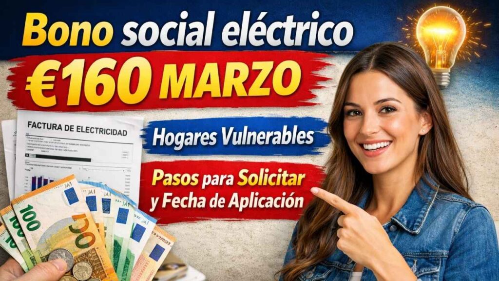 Bono social eléctrico €160 marzo hogares vulnerables, pasos para solicitar y fecha de aplicación